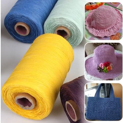 Natural Raffia Yarn Fashion Sumer Raffia Ribbon Rope Hand Crochet Foldabe Raffia Bag Hatm for Handknitting Raffia Straw Hats
