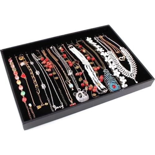 Velvet Necklaces Pendants Chain Jewelry Display Tray Holder Case Storage Box New