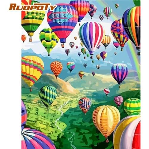 RUOPOTY Color Hot Air Balloon Scenery Painting By Numbers Kits For Adults Children 60x75cm Framed On Canvas Home Room Artwork