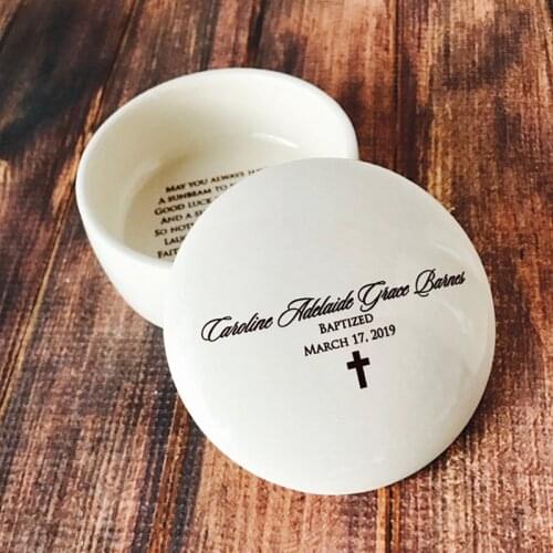 Custom name Confirmation Gift, First Communion Gift, Baptism Gift, Godchild Gift- Round Keepsake Box with Irish Blessing
