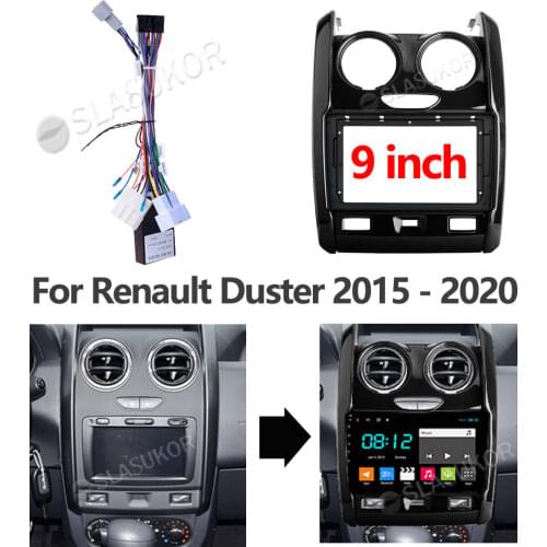 For Renault Duster 2015 2016 2017 - 2020 Frame Fascias Car DVD Frame Din 9 Inch Player Dashboard Adaptor Refitting Facia Panel