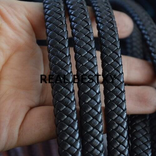 REAL BESTXY 5m/lot 10*5mm black bracelets leather cords braided leather straps for leather bracelets leather strips wrap cords