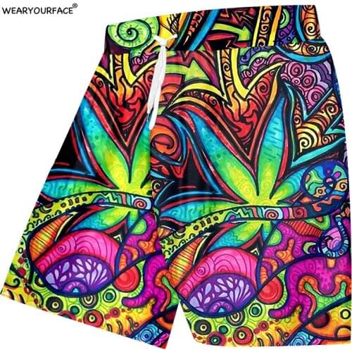 Colorful Magic Leaves 3D All over Printed Beach Shorts Design Basketball Short Gym Casual Men Unisex Home Cargo Shorts