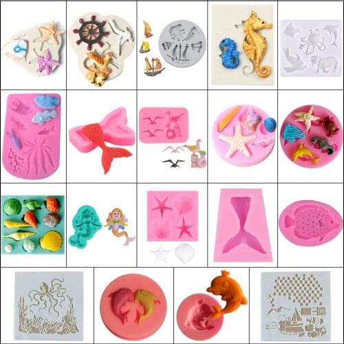 3D Sea Shell Starfish Cake Silicone Mold DIY Fondant Molds Cake Decorating Tools Sugar Craft Chocolate Mold Baking Tool