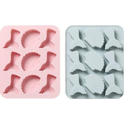Creative mermaid tail shell silicone Chocolate mold Fondant Cake Decorating Tool Candy Ice Cube Mould Baking Tools Soap DIY