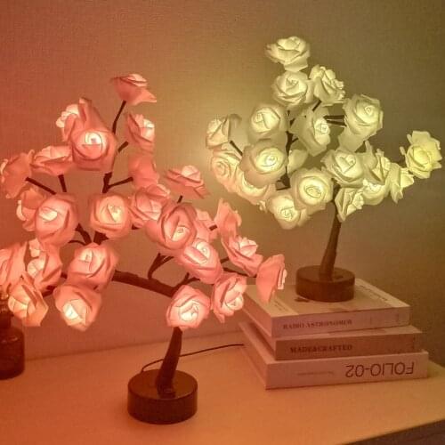 LED Table Lamp Rose Flower Tree USB Night Lights Home Decoration LED Table Lights Parties Xmas Christmas DecorationWedding Decor