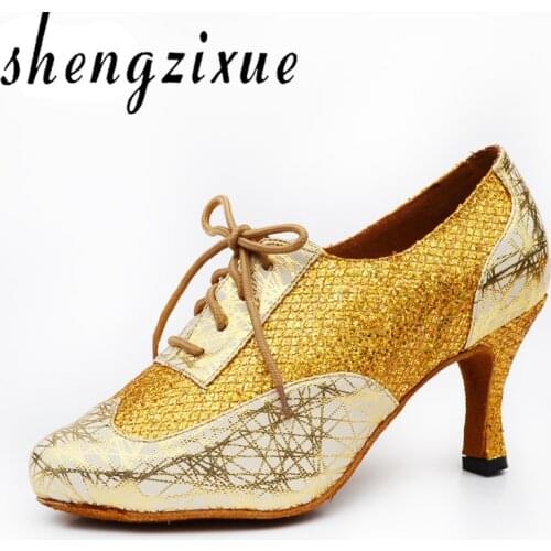WUXIJIAO Brand Adult female Latin dance shoes summer high-heeled silver friendship dance shoes Square dancing shoes