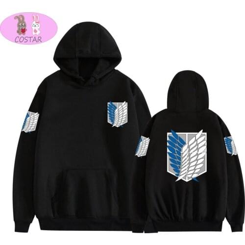 COSTAR Hot Anime Attack On Titan Survey Corps Logo Printed Fashion Hoodies Pullover Harajuku Hooded Sweatershirt Unisex
