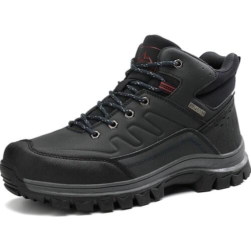 Outdoor Men Boots Anti-Skidding Leather Shoes Men Popular Comfy Spring Autumn Men Shoes Short Snow Boots Durable Outsole