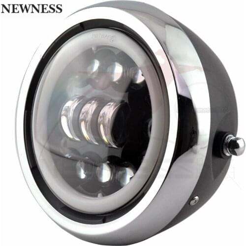 7.5 inch Universal Cafe Racer Round Motorcycle 15LED Head lamp Headlamp Distance Light Refit 7.5" Motorcycle Headlight Full Halo