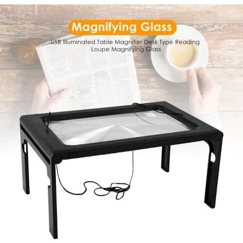 Magnifying Glass Reading Loupe ABS LED Lighted Lamp Tabletop Desk Durable Desktop Magnifier Glass with LED Lights