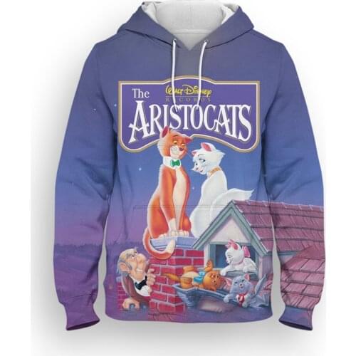 2021 Spring Fashion Men Sweatshirt Disney Movie The Aristocats Boy Girl Kids Clothing Cartoon Anime 3D Print Children Hoodies