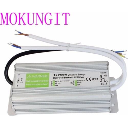 Fast shipping 5pcs DC 12V 60W waterproof swiching power supply electronic LED driver transformer For 5050 2835 LED Light Strip