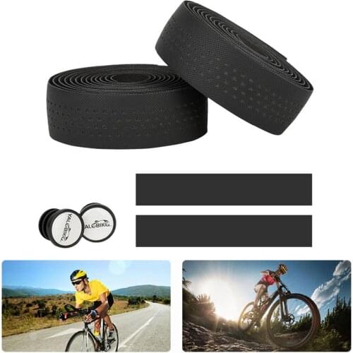 1 Pair Bike Handlebar Tape EVA PU Road Bicycle Handlebar Tape Anti-slip Shock Absorption Cycling Wrap End Plug Accessories