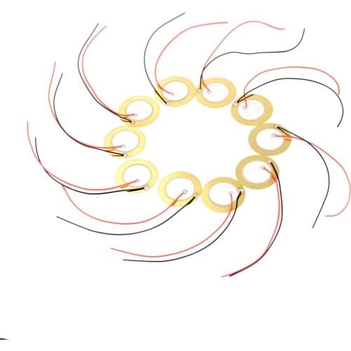 10Pcs 27mm Piezo Ceramic Elements Sounder Sensor Trigger Drum Disc + Wire Copper Piezoelectric Buzzer Copper