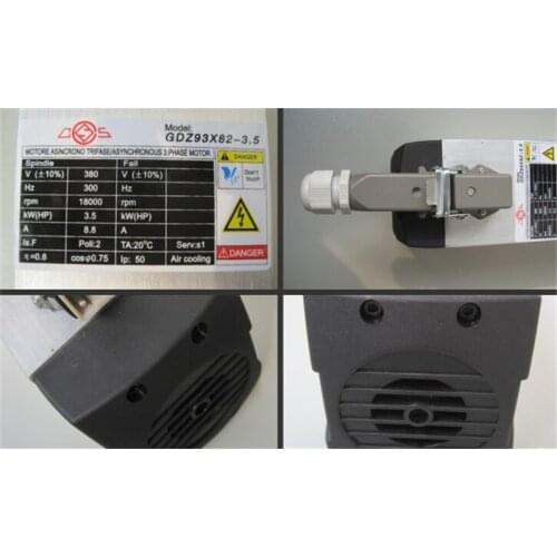 4.5HP 3.5KW 18000rpm ER25 Square Woodworking AC Spindle motor 4 bearings 93*82 380V 8.8A 300Hz air cooling CNC Router