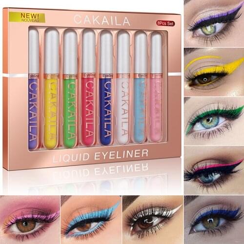 8 Colors/Set Matte Color Eyeliner Kit Makeup Waterproof Colorful Eye Liner Set glitter eyeliner eyeliner adhesive pen eyeshadow