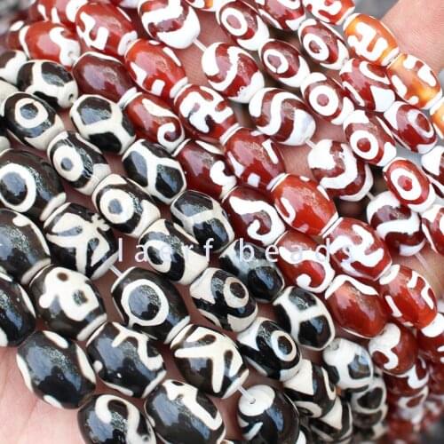 8x12mm 10x14mm 12x16mm Red black DZI beads Tibet Oval Agate stone spacer DIY Pendant Loose Beads 10pcs