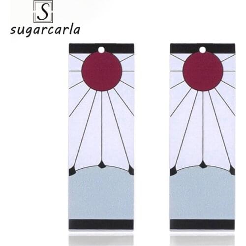 Anime Acrylic Resin Demon Slayer Kimetsu no Yaiba Blade of Ghost Charms Pendant For DIY Earrings Jewelry Making Accessories Bulk