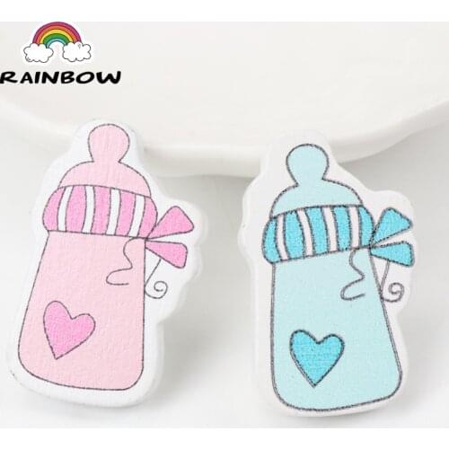 Mixed Color Natural Wooden Material Baby Feeding-bottle Pattern Spacer Beads For Jewelry Making Accessory DIY 23x19mm 20pcs