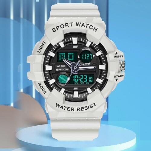 Sanda Watch Men Dual Display Dial Digital Wristwatch 2021 Fashion Shockproof Military Sports Electronic Waterproof Women Clock
