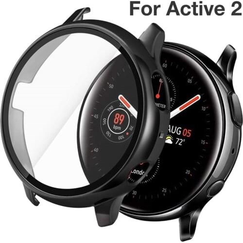 Active 2 case for samsung galaxy watch active 2 Case 40mm 44mm with Tempered Glass Screen Protector Hard Cover Bumper Protective