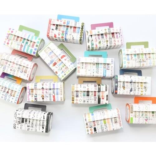 Domikee cute cartoon decorative school masking tapes pack for diary planner,student kids decoration DIY craft tape,10pcs/pack