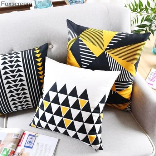Nordic Cushions Geometric Black White Throw Pillows Cases Modern Cushion Cover Home Decor Decorative Pillow For Sofa 45x45cm