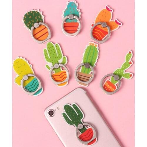 Phone Holder Cartoon Cactus 360 Degree Finger Ring Stand Cellphone Stand Rotation Suitable For All kinds Of Phones Tablet