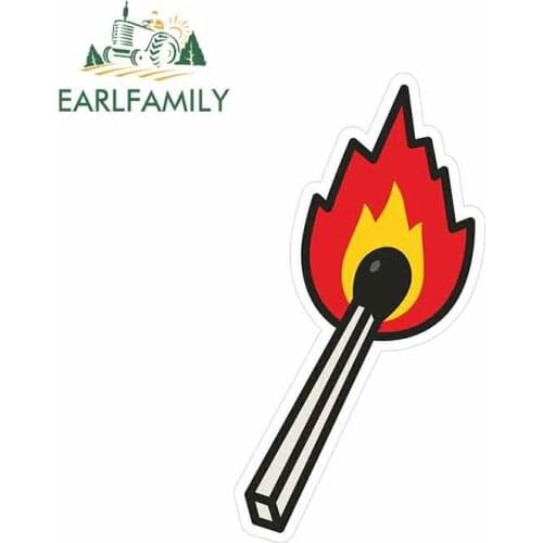 EARLFAMILY 13cm x 6.9cm for Match Flame Light Fire Burn Punk Funny Car Stickers RV VAN DIY Fine Decal Windshield Bumper Windows