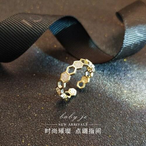 Geometrical small pure and fresh ring small public design sense open ring contracted cold forefinger ring web celebrity end ring