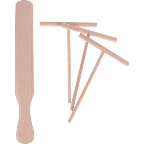 Hot 4pcs Pancake Cooking Utensils Wooden Crepe Spreader and Spatula Tortilla Rake Batter Spreading Tools