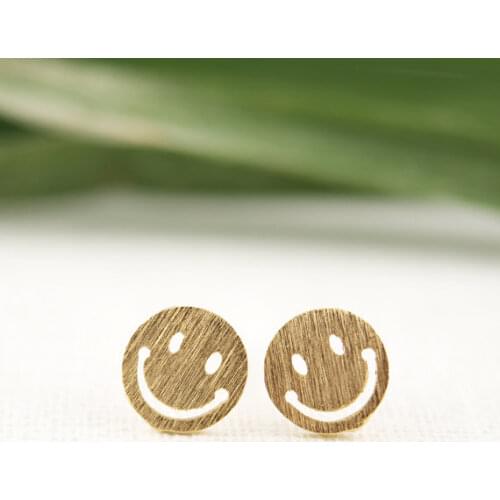 Jisensp Geometric Earrings Cartoon Lovely Smiling Face Stud Earrings Fashion Jewelry for Women Kids Birthday Party Gift