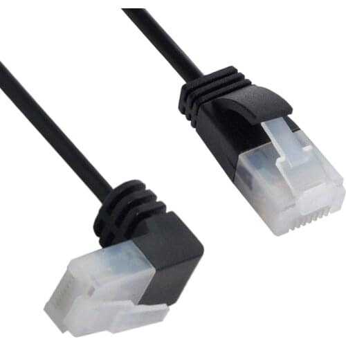 Ultra Slim Cat6 Ethernet Cable RJ45 Up Angled to Straight UTP Network Cable Patch Cord 90 Degree Lan for Laptop Router TV BOX