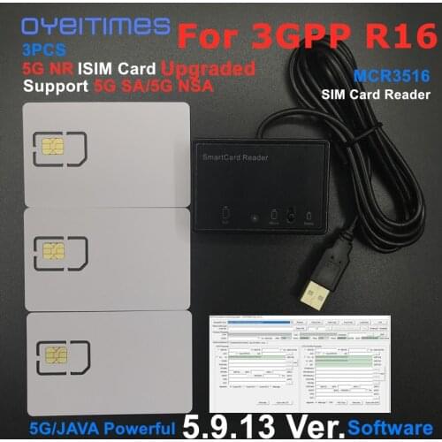 OYEITIMES MCR3516 Card Reader+3PCS 2FF/3FF/4FF Programmable 5G NR 3GPP R16 ISIM Card Blank 5G ISIM Card+4.2.5 Personalize Tools
