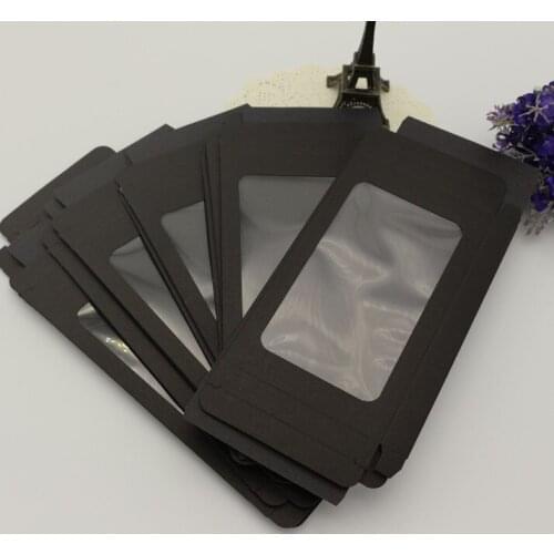 Black Paper Retail Box Packaging / Black Package boxes for Cell Phone Cases black window jewelry boxes
