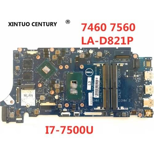 LA-D821P 09WC1G 9WC1G 05CPRV For Dell INSPIRON 7460 7560 motherboard BKD40 LA-D821P REV:1.0(A00) I7-7500U Test work 100