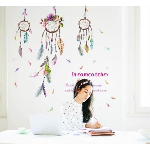 Stickers Aeolian Bells Wall Feather Girl Boy Kids Bedroom Bathroom Tv Wall Living Room Decorative Wallpaper Mural Home Decor