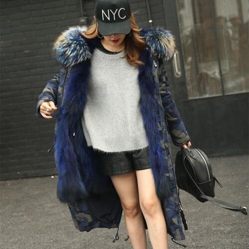 Natural Raccoon Liner Parka Clothes 2020 Winter Jacket Women Fox Fur Collar Korean Long Coats Outwear MY3552