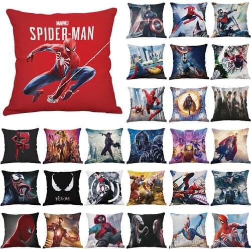 Marvel Cartoon Figures Spiderman Pillowcases Printing Home Sofa Pillow Cases Avengers Flannel Cushion Cover Car Party Decoration