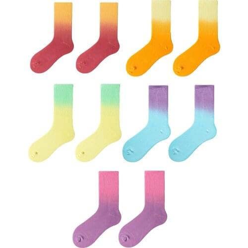 High Quality Cotton Socks Breathable Tube Long Socks Women Men Casual Gradient Socks Outdoor Sport Cycling Thick Socks
