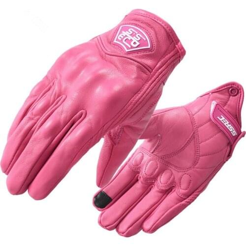 New pink ladies leather gloves motorcycle gloves guantes moto motocross gloves winter windproof moto gloves