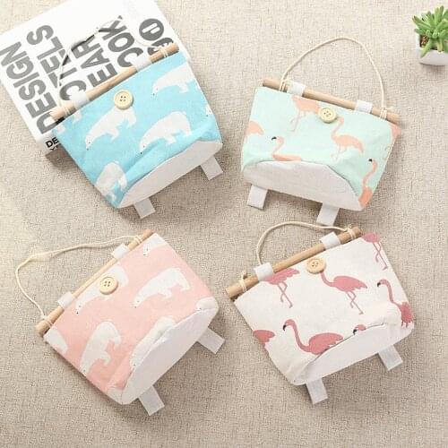 Flamingo Pattern Cotton cloth organizer Bra wardrobe storage Hanging Storage Bag Socks Hang Bag Pouch Cosmetic Toys Organizer