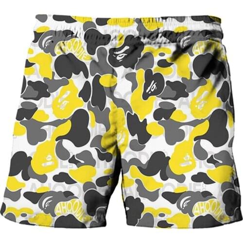 Beach Shorts For Boys Camouflage 3D Green Graffiti Printing Kids Fashion Swimwear Pink Girls Harajuku Summer Loose Swim Pants