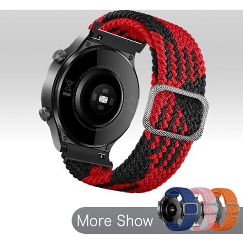 20mm/22mm Braided Solo Loop Strap for Samsung Galaxy Watch 3 /46mm/ Gear S3 Adjust Watchband For Huawei Watch GT/2/2e Band