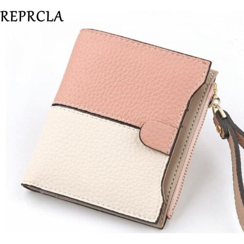 REPRCLA Wristband Wallet Litchi Leather Card Holder Zipper Coin Purse Fashion Patchwork Women Wallets Female Clutch Handbag