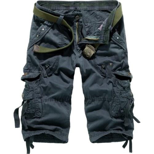 Military Mens Shorts Clothing Cargo Mens Shorts Summer Casual Workout Shorts Multi-Pocket Calf-Length Tactical Short Pants Men