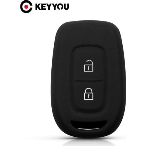 KEYYOU Silicone Rubber Car Key Case Shell For Renault Duster Dacia Scenic Master Megane 2016 2017 Fob 2 Button Remote Key Cover