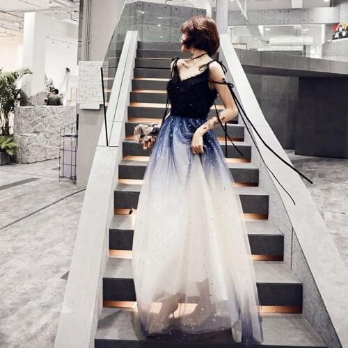 Navy blue elegant Prom party Dresses Vestido de Festa dress evening long frock robe de mariee robe communion fille robe sequin