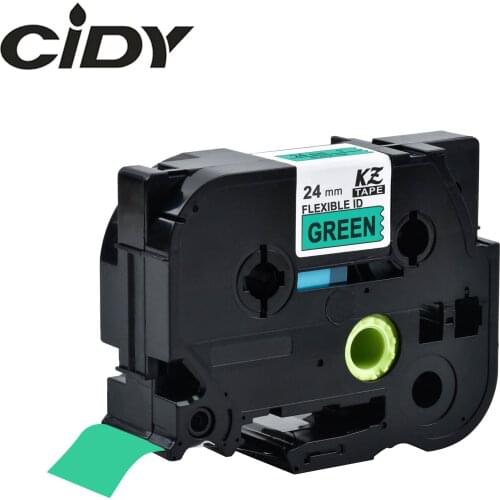 Tze-FX751 24mm black on green flexible cable label tape tze FX751 tz-FX751 for brother p-touch printer tze251 Laminated Ribbons